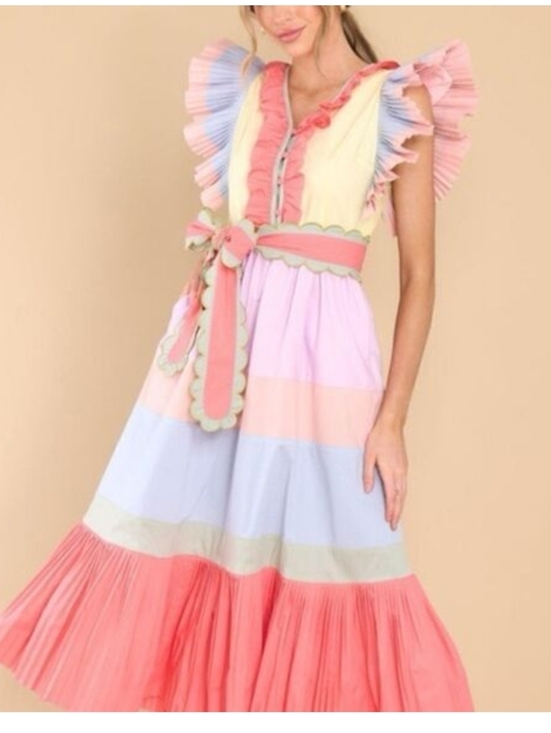 Celia B Dresses & Skirts - Celia B. Marcellene Ruffled Scalloped Midi Dress Size S NWOT